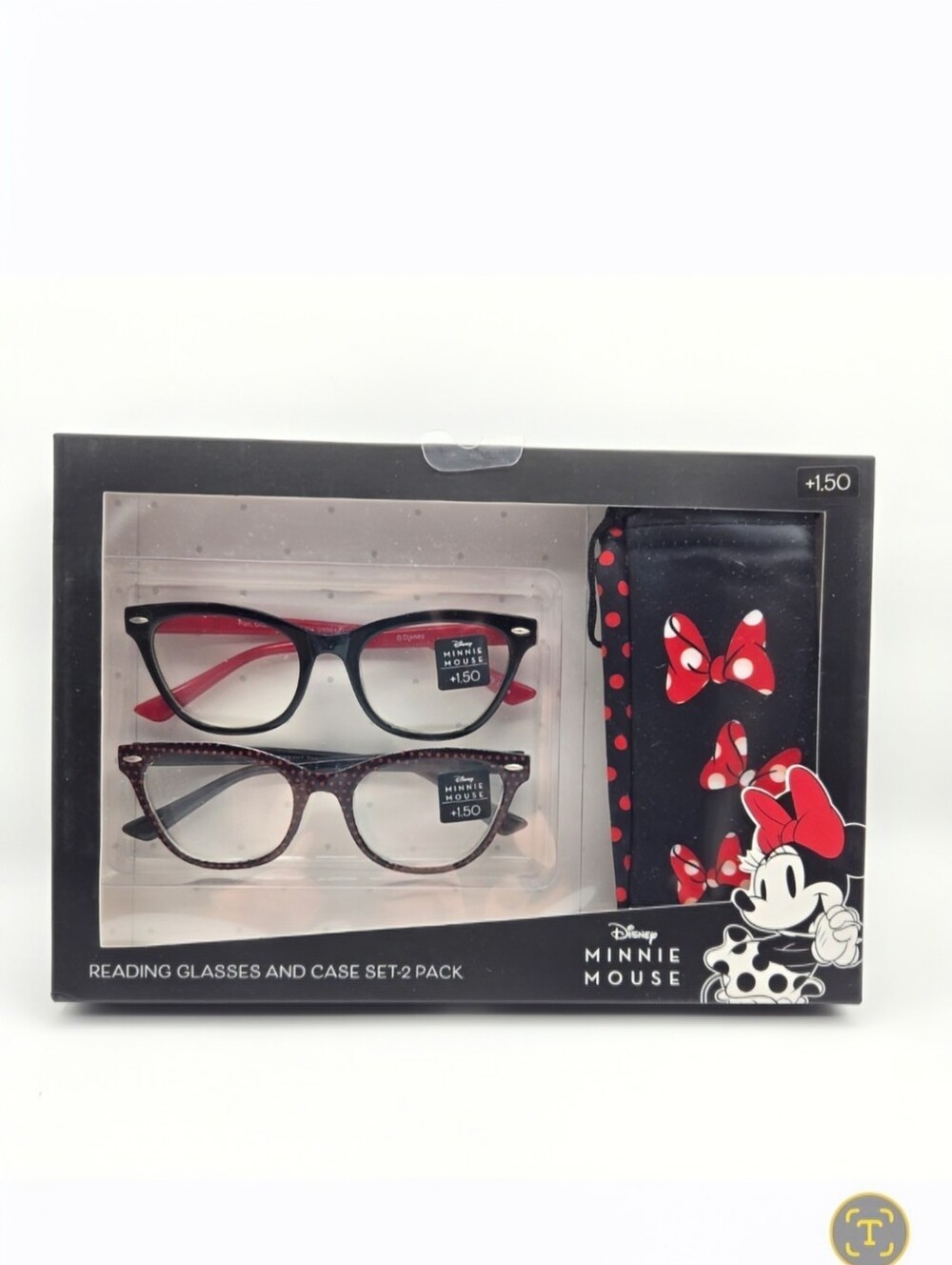 Disney Minnie Mouse Readers +1.50 Reading Glasses Microfiber Pouch 2 Pair